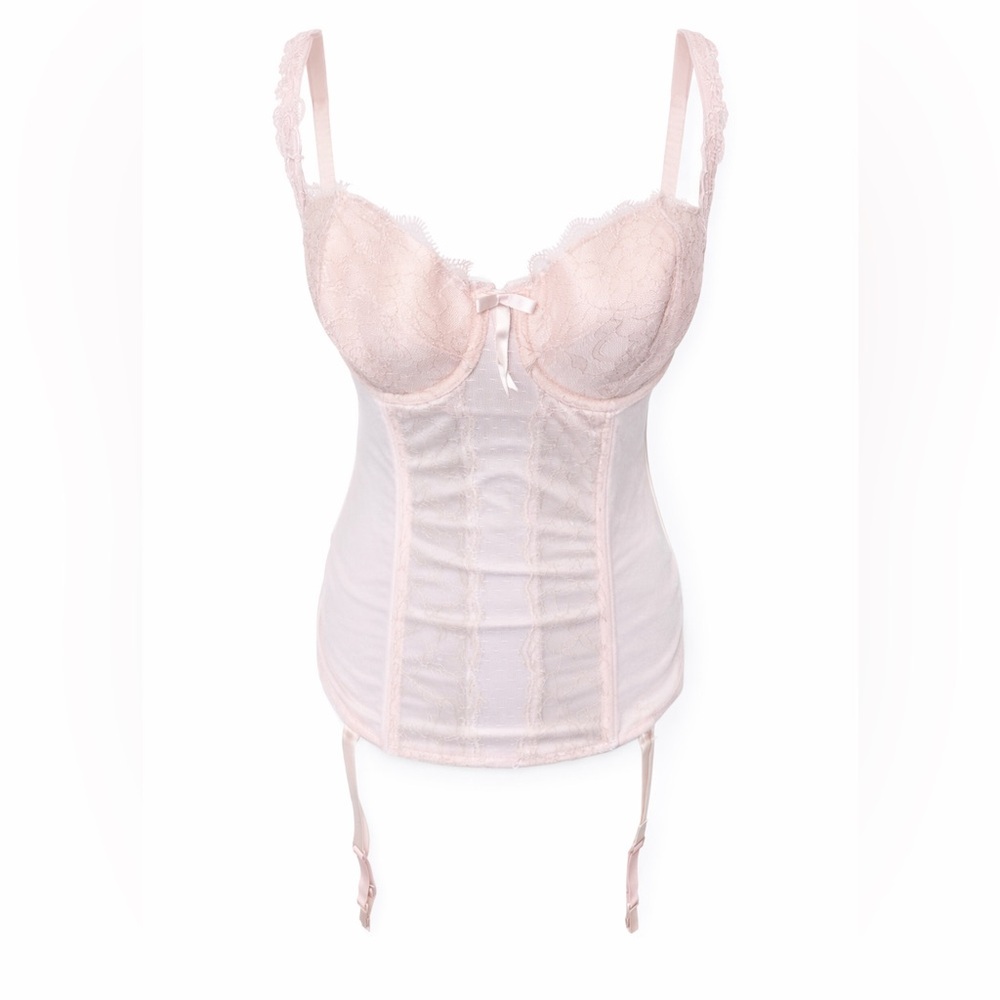 Cacique Pink Lace Bustier Corset Top whimsical Fairycore Coquette- 34D